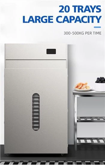 Màquina d'assecador d'aliments elèctric comercial de 20 safates d'acer inoxidable